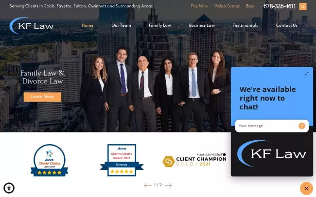 Screenshot of the KF Law, LLC Website