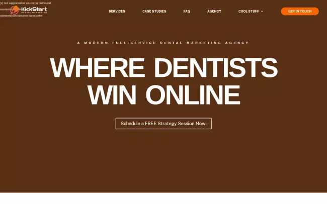 Screenshot of the Kickstart Dental Marketing Website