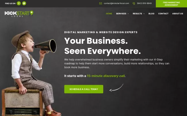 Screenshot of the Kickstart Local - Web Design & Digital Marketing Website