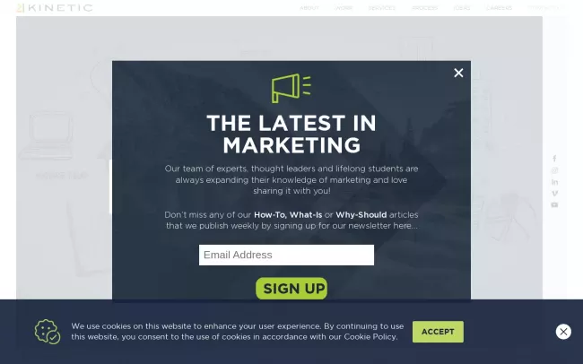 Screenshot of the Kinetic Marketing & Creative Website