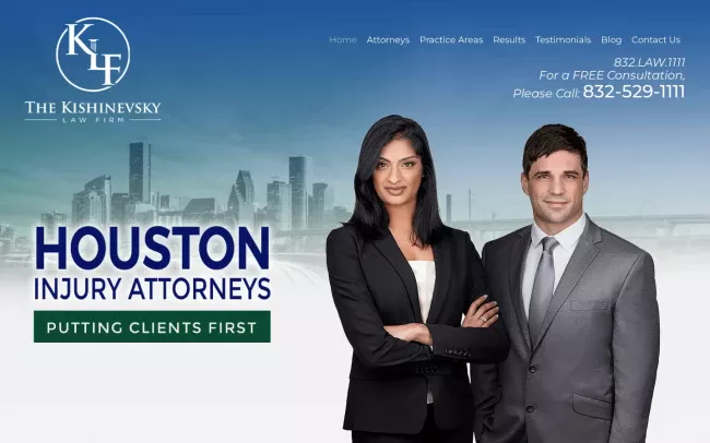 Screenshot of the The Kishinevsky Law Firm PLLC Website