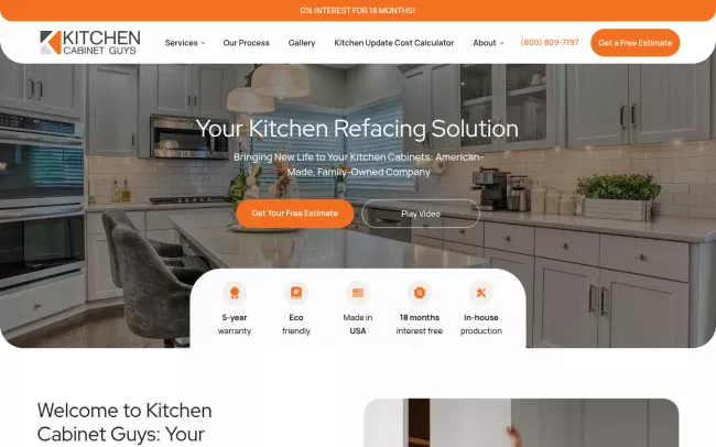 Screenshot of the Kitchen Cabinet Guys Website