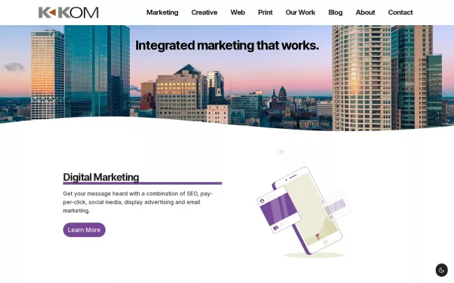 Screenshot of the KKom, Inc. Website