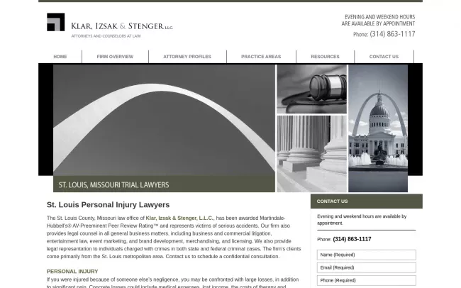 Screenshot of the Klar, Izsak & Stenger, L.L.C. Website