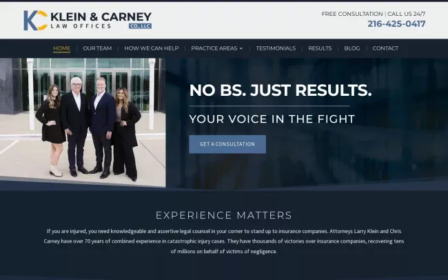 Screenshot of the Klein & Carney Co., LLC Website