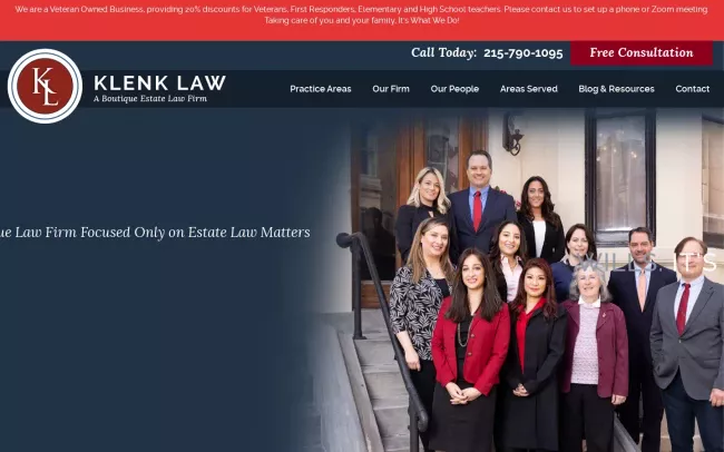 Screenshot of the Klenk Law Website