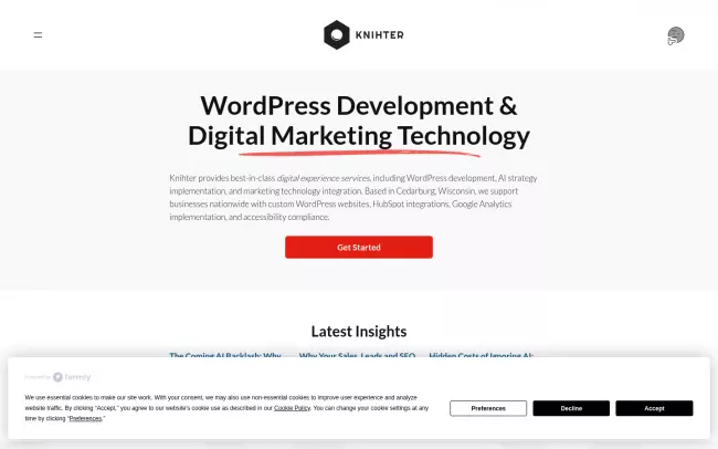 Screenshot of the Knihter Digital Solutions Website