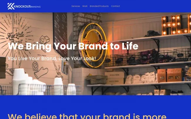 Screenshot of the KnockOut Branding, LLC Website