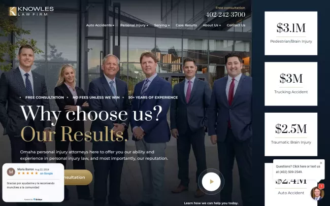 Screenshot of the Knowles Law Firm Website