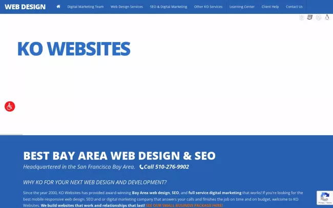Screenshot of the KO Websites Website