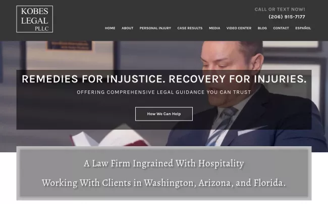 Screenshot of the Kobes Legal PLLC Website
