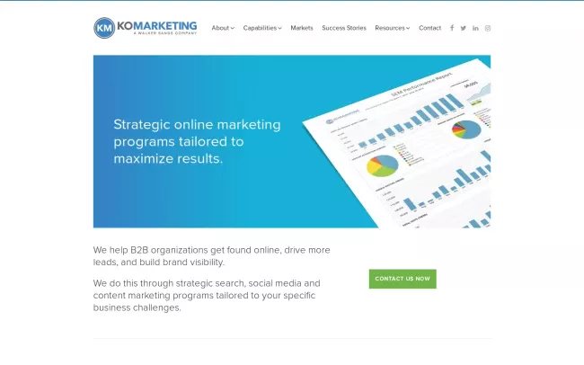 Screenshot of the KoMarketing Associates, LLC Website
