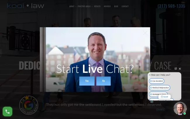 Screenshot of the Kooi Law Website