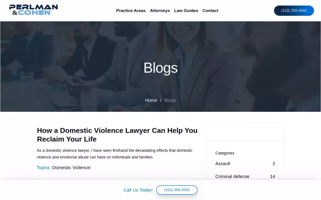 Screenshot of the Perlman & Cohen Blog