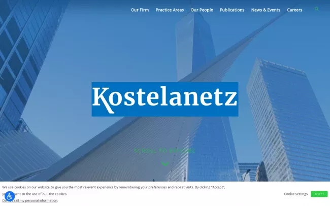 Screenshot of the Kostelanetz LLP Website