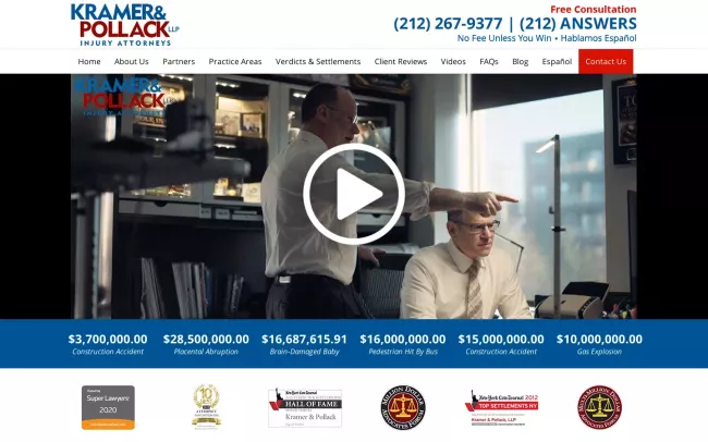 Screenshot of the Kramer & Pollack Website