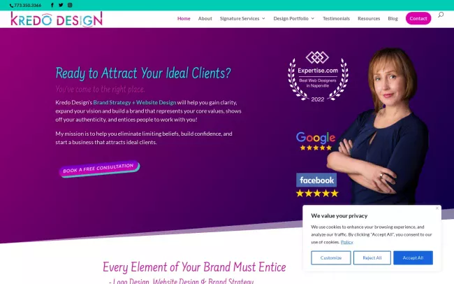 Screenshot of the Kredo Design Website