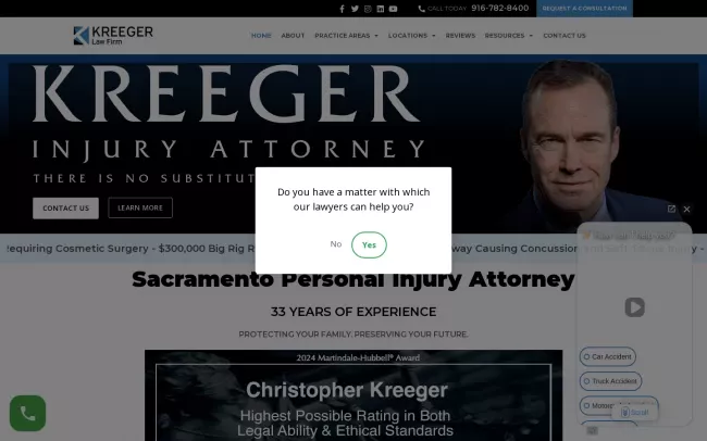 Screenshot of the Kreeger Law Firm Website