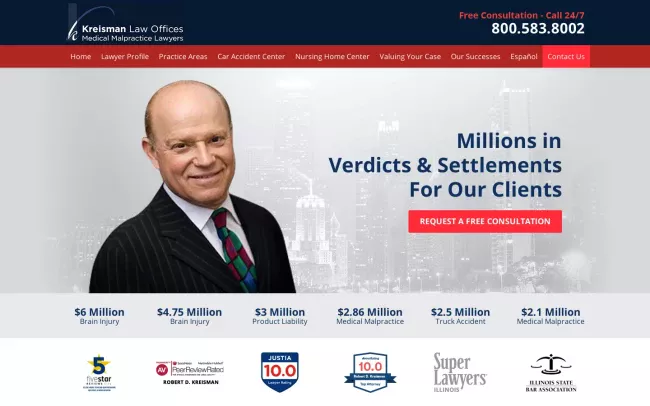 Screenshot of the Kreisman Law Offices Website