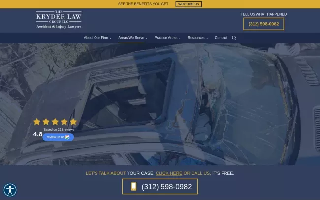 Screenshot of the The Kryder Law Group, LLC Accident & Injury Lawyers Website