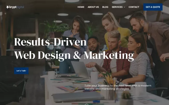 Screenshot of the Krypt Digital Website