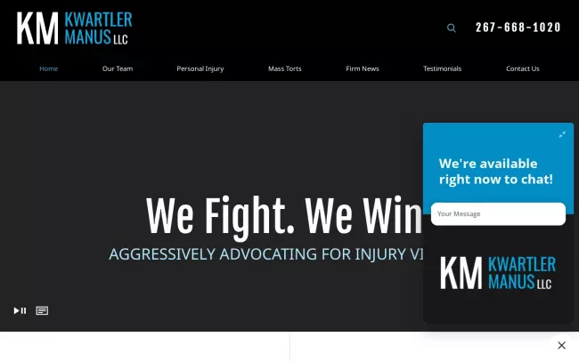 Screenshot of the Kwartler Manus, LLC Website