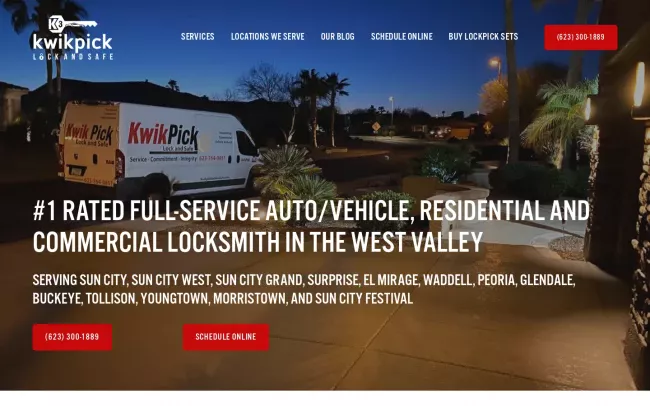 Screenshot of the KwikPick Lock and Safe Website