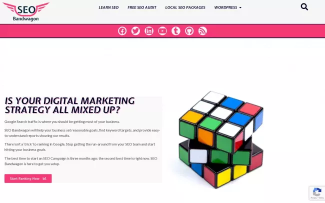 Screenshot of the SEO Bandwagon Website