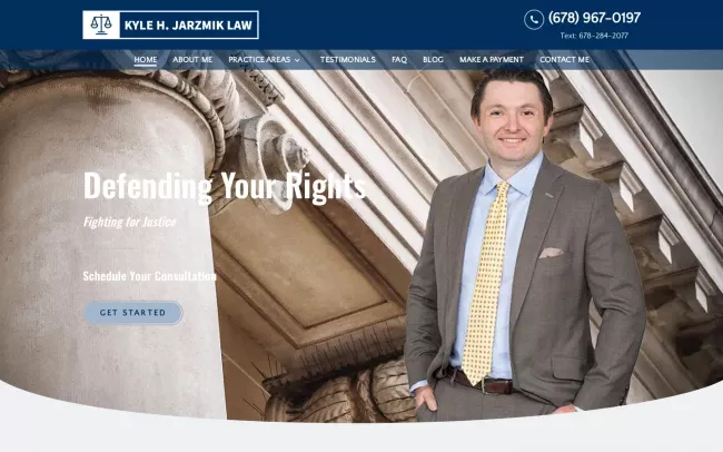 Screenshot of the Kyle H. Jarzmik Law Website