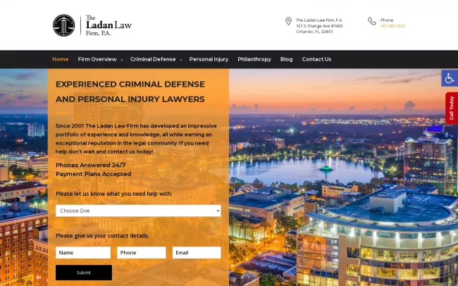Screenshot of the The Ladan Law Firm, P.A. Website