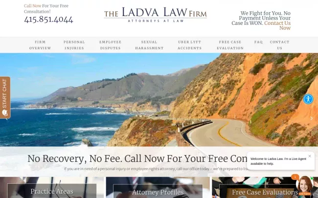 Screenshot of the Ladva Law Firm Website