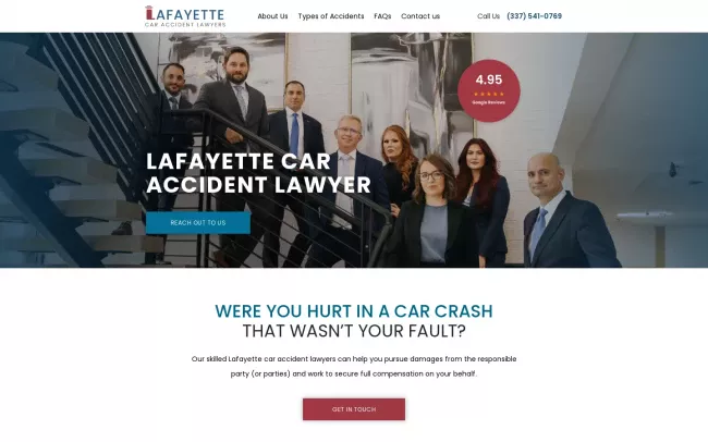 Screenshot of the Lafayette Car Accident Lawyer Website