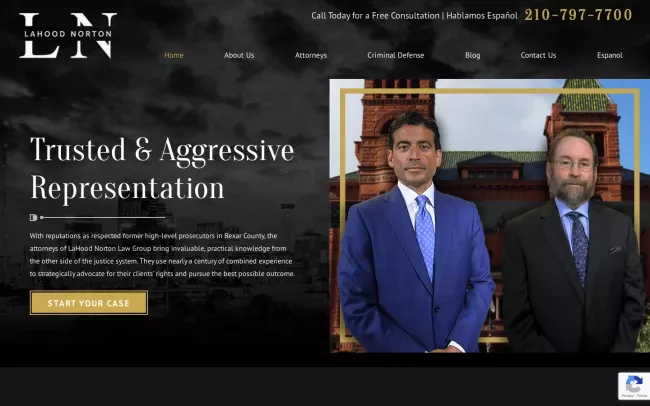 Screenshot of the LaHood Norton Law Group, PLLC Website