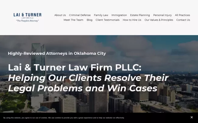 Screenshot of the Lai & Turner Law Firm PLLC | Criminal Defense, Immigration, and Family Lawyers Website