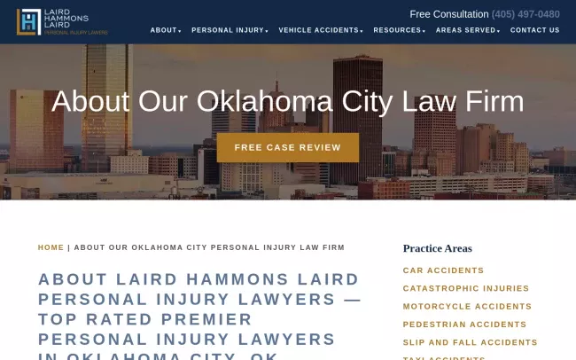 Screenshot of the Laird Hammons Laird Personal Injury Lawyers Website