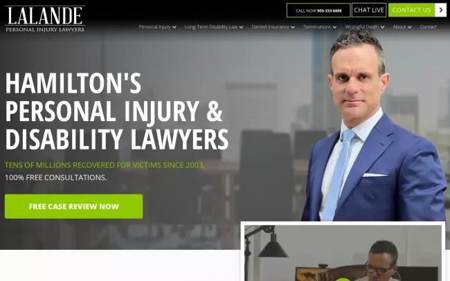 Screenshot of the Lalande Personal Injury Lawyers Website