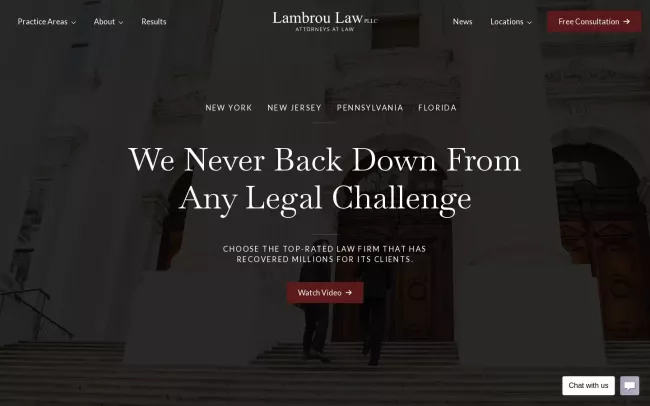 Screenshot of the Lambrou Law Website