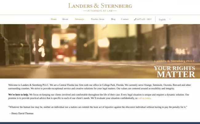 Screenshot of the Landers & Sternberg PLLC Website