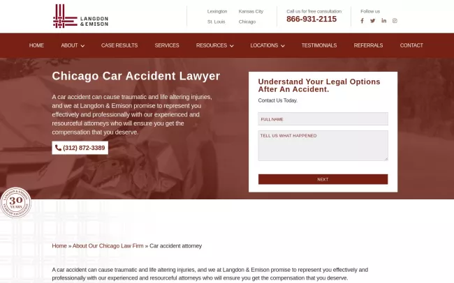 Screenshot of the Langdon & Emison Website