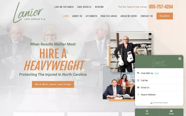 Screenshot of the Lanier Law Group, P.A. Website