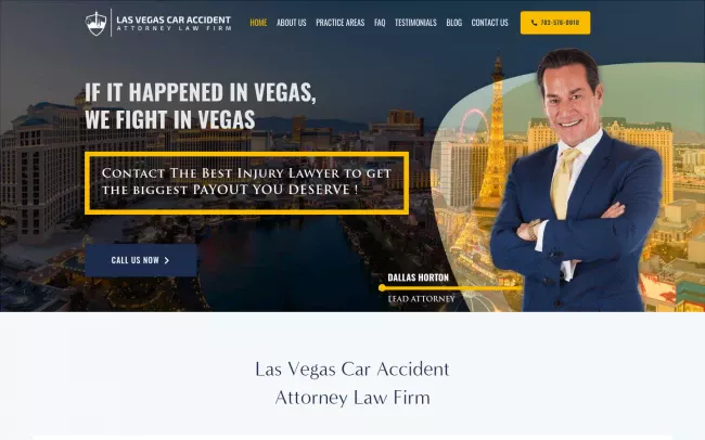 Screenshot of the Las Vegas Car Accident Attorney Law Firm Website