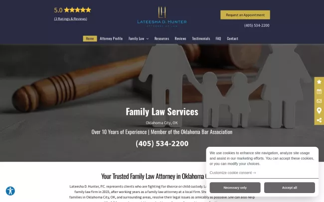 Screenshot of the Lateesha D. Hunter, P.C. Website