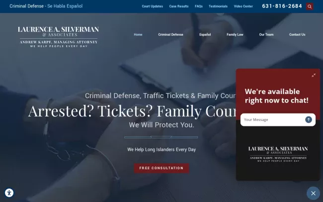 Screenshot of the Laurence A. Silverman & Associates Website