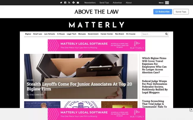 Screenshot of the Above the Law Blog