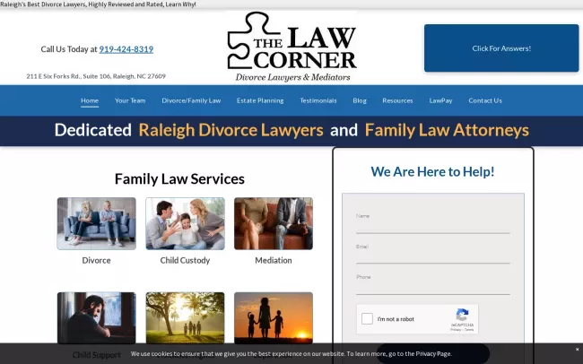 Screenshot of the The Law Corner Website