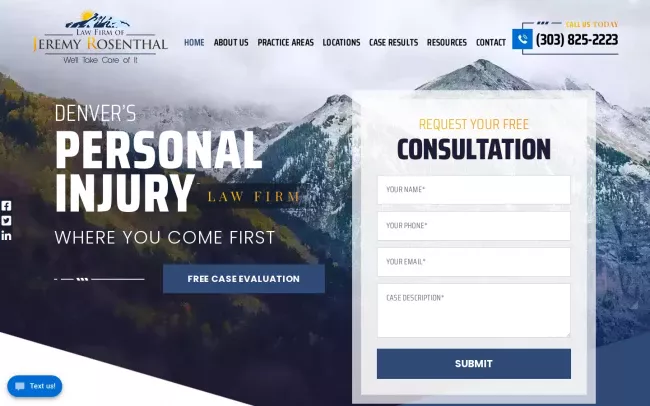 Screenshot of the Law Firm of Jeremy Rosenthal Website