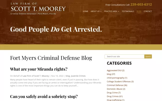 Screenshot of the Law Firm of Scott T. Moorey Blog