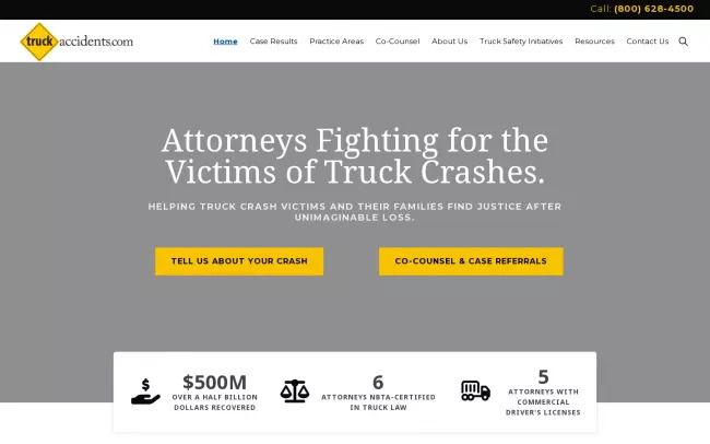 Screenshot of the The Law Firm for Truck Safety - Cleveland Website