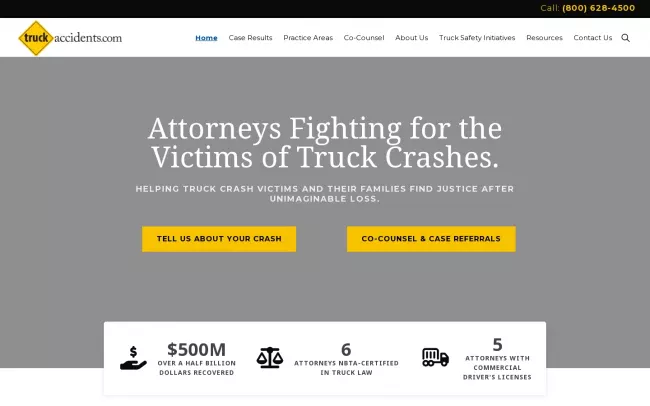 Screenshot of the The Law Firm for Truck Safety - Cleveland Website