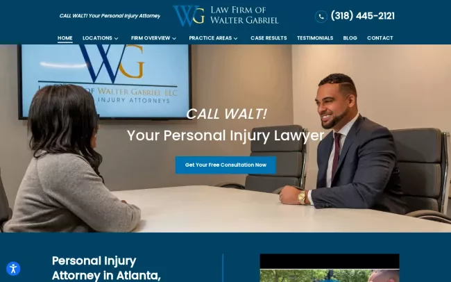 Screenshot of the Law Firm of Walter Gabriel, LLC Website